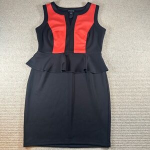 Enfocus Studio Sleeveless A-Line Peplum Midi Dress Size 8 Black Coral
